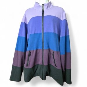 Vintage Norm Thompson Sweatshirt Colorblock Zip-Up  in Lavender, Blue & BlackBT